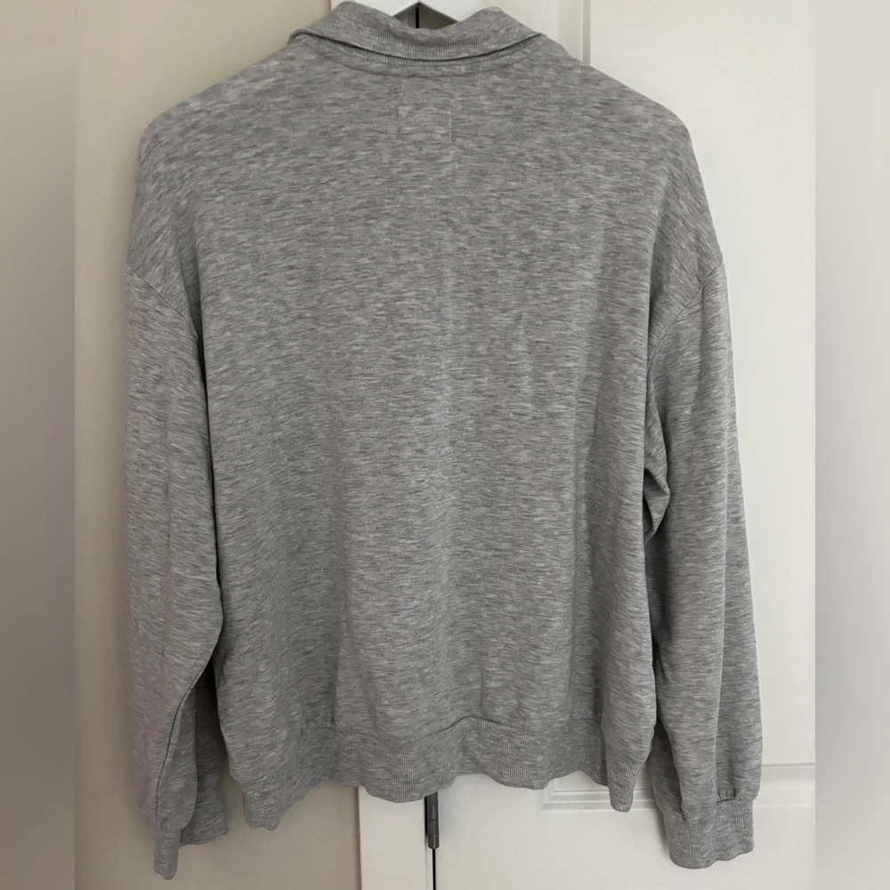 LOFT Lou & Grey Quarter Zip Gray Heather Pullover Fleece Sweatshirt, Large - Picture 5 of 8
